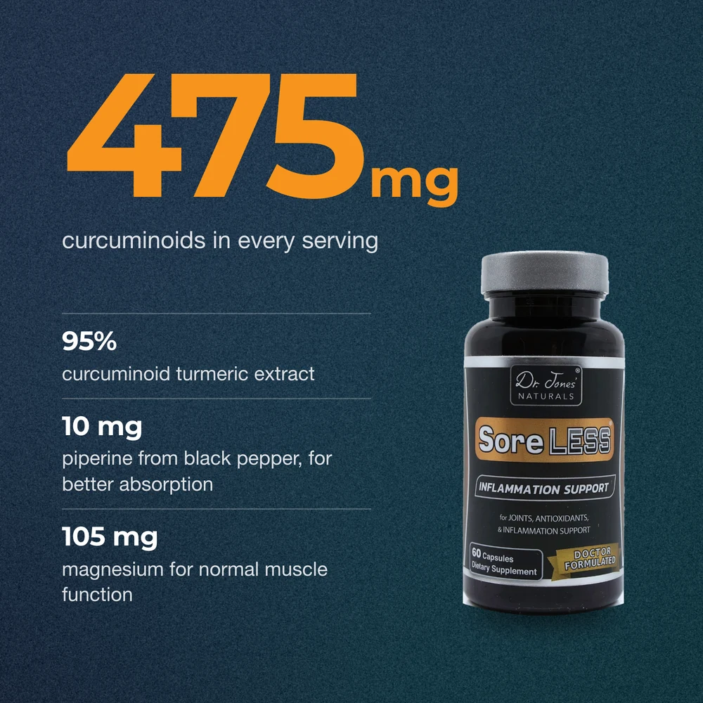 475 mg curcuminoids in every serving: 95% curcuminoid turmeric extract, 10 mg piperine from black pepper for better absorption, 105 mg magnesium for normal muscle function